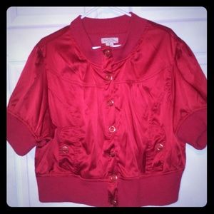 Paris Blues Shiny Red Knit Trim Jacket Vest 3X